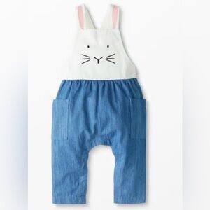 Hanna Andersson Bunny Romper 3T Easter Denim Overalls 100% Cotton Spring Unisex